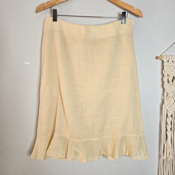 H&M Light Yellow Ramie Linen Trumpet Skirt Size 8 - Picture 6 of 12